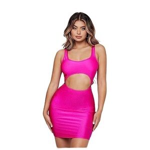 Fashion Bova - Vibrant Pink Cutout Mini Dress